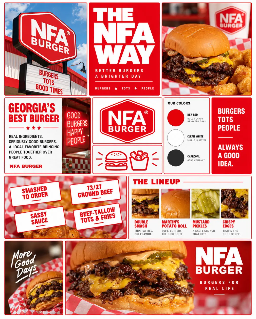 NFA Burger concept campaign in red and white