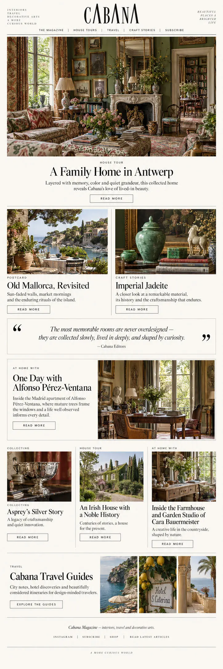 Cabana editorial newsletter study with interior photography