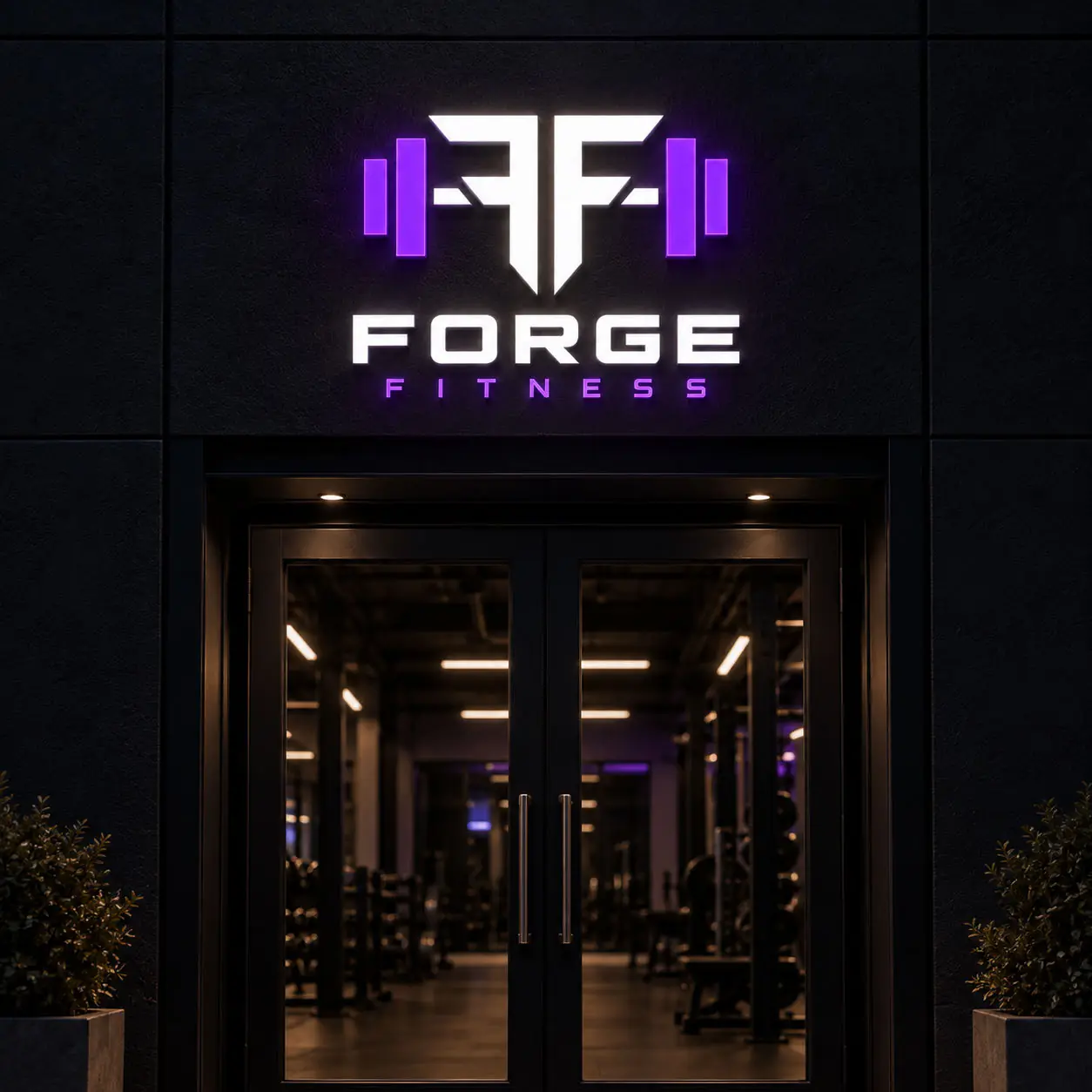 Forge Fitness illuminated interior sign