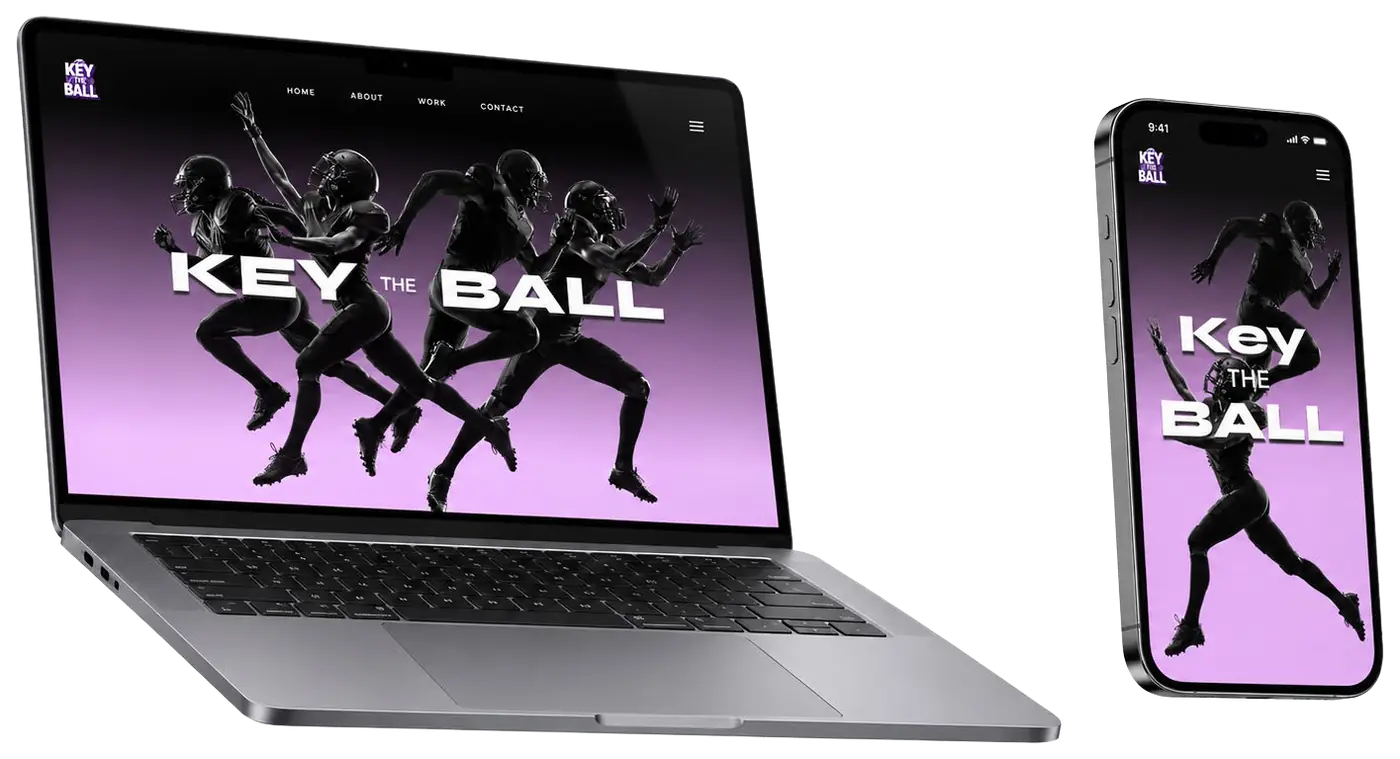 Key the Ball editorial website on a laptop and phone